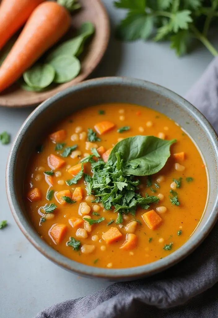 25 Carrot and Lentil Soup Recipes That Are Healthy and Filling 143 25 Carrot and Lentil Soup Recipes That Are Healthy and Filling - 23. Carrot and Lentil Soup with Spinach