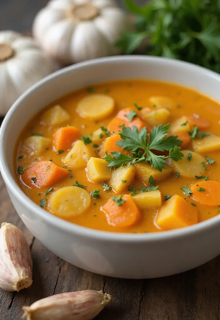25 Carrot and Potato Soup Recipes for Simple Weeknights 15 25 Carrot and Potato Soup Recipes for Simple Weeknights - 3. Garlic and Herb Potato-Carrot Soup