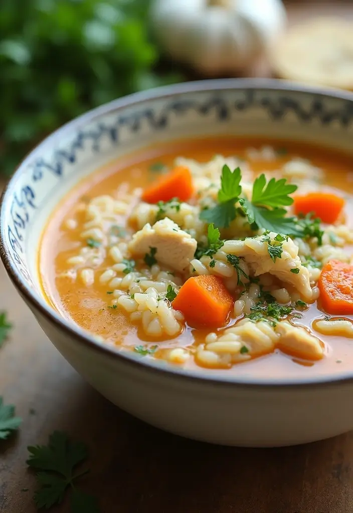 25 Chicken Soup or Stew Recipes for Comforting Dinners 55 25 Chicken Soup or Stew Recipes for Comforting Dinners - 9. Garlic Chicken and Rice Soup