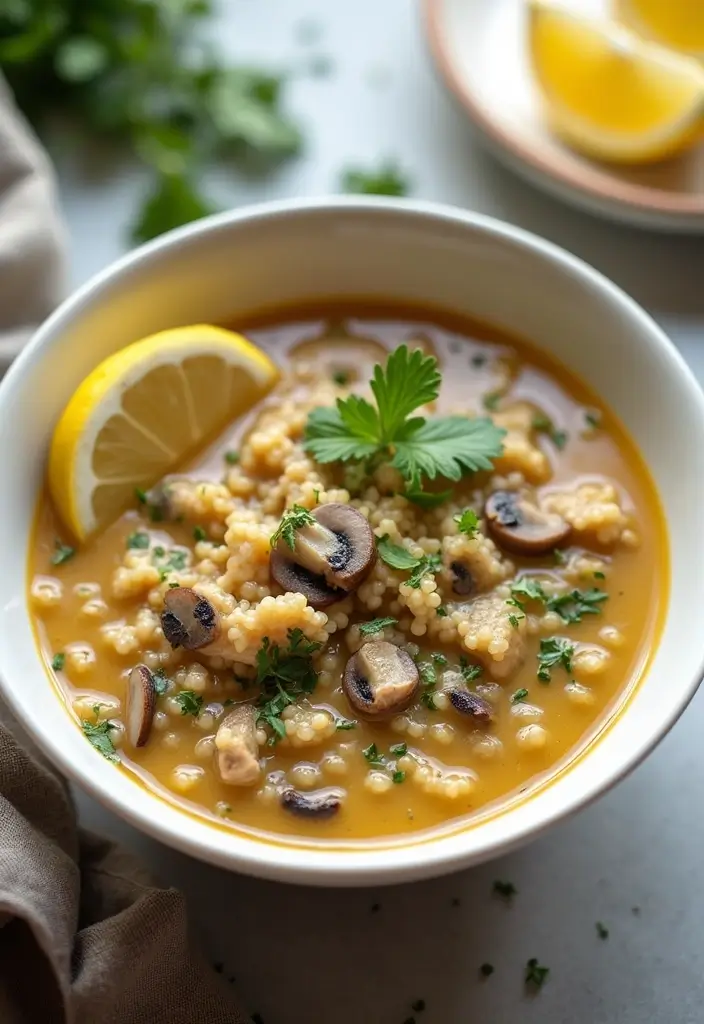25 Chicken and Mushroom Soup Recipes for Creamy Dinners 64 25 Chicken and Mushroom Soup Recipes for Creamy Dinners - 10. Creamy Chicken and Mushroom Soup with Quinoa