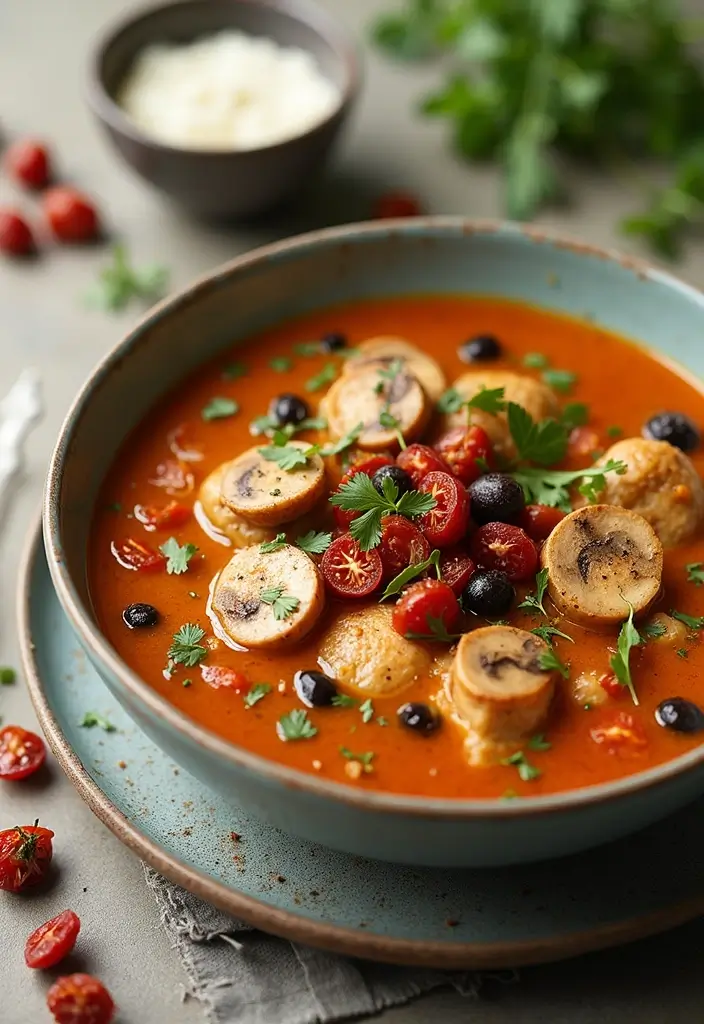 25 Chicken and Mushroom Soup Recipes for Creamy Dinners 71 25 Chicken and Mushroom Soup Recipes for Creamy Dinners - 11. Mediterranean Chicken and Mushroom Soup