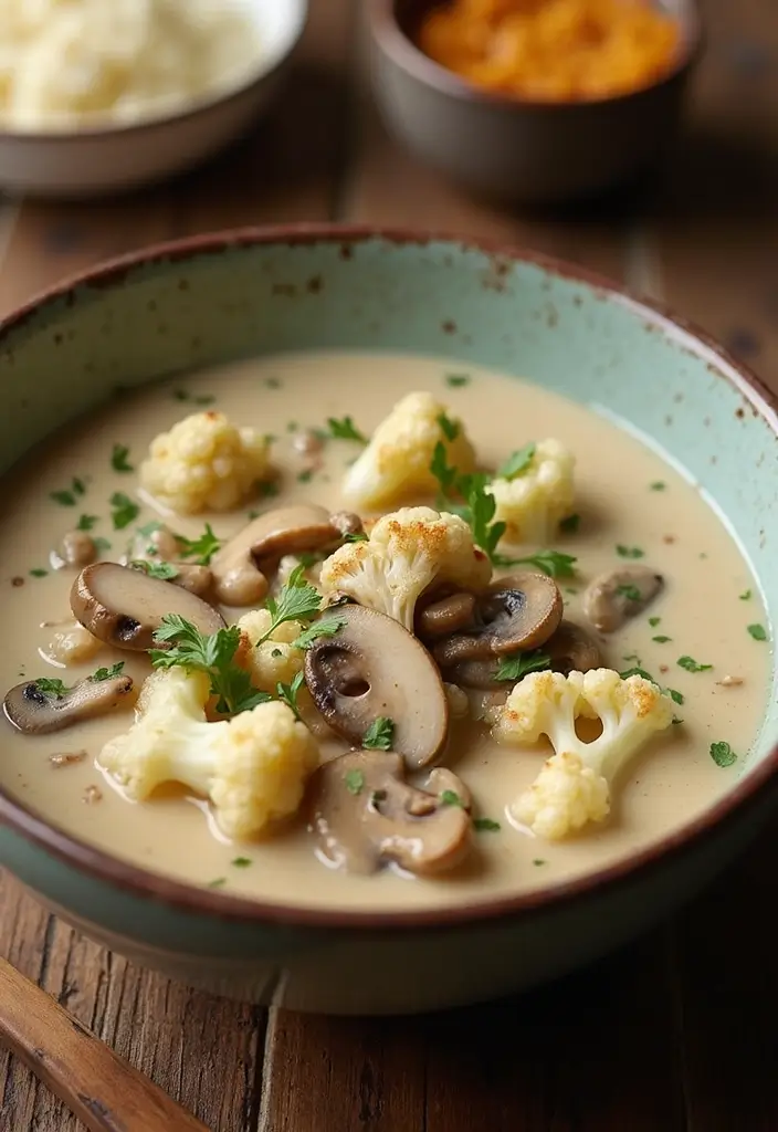 25 Chicken and Mushroom Soup Recipes for Creamy Dinners 85 25 Chicken and Mushroom Soup Recipes for Creamy Dinners - 13. Creamy Chicken and Mushroom Soup with Cauliflower