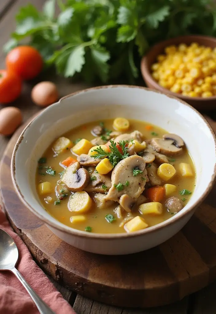 25 Chicken and Mushroom Soup Recipes for Creamy Dinners 97 25 Chicken and Mushroom Soup Recipes for Creamy Dinners - 15. Chicken and Mushroom Soup with Corn