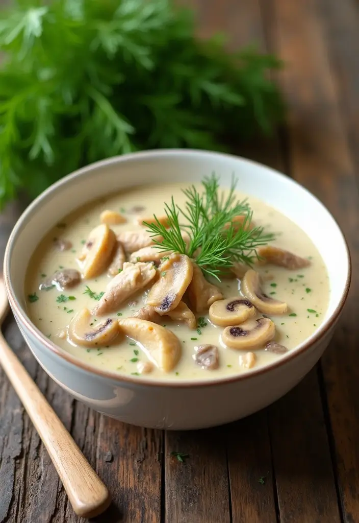 25 Chicken and Mushroom Soup Recipes for Creamy Dinners 116 25 Chicken and Mushroom Soup Recipes for Creamy Dinners - 18. Creamy Chicken and Mushroom Soup with Dill