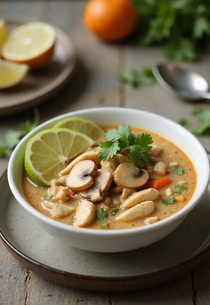 25 Chicken and Mushroom Soup Recipes for Creamy Dinners 22 25 Chicken and Mushroom Soup Recipes for Creamy Dinners - 4. Thai Coconut Chicken and Mushroom Soup
