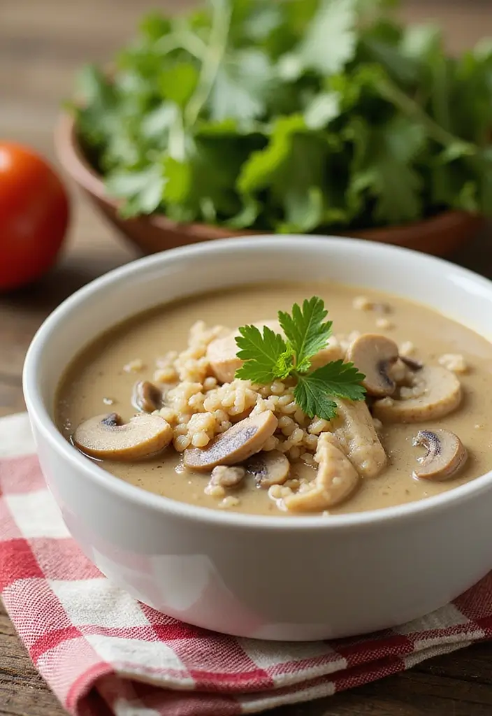 25 Chicken and Mushroom Soup Recipes for Creamy Dinners 36 25 Chicken and Mushroom Soup Recipes for Creamy Dinners - 6. Creamy Chicken and Mushroom Soup with Brown Rice