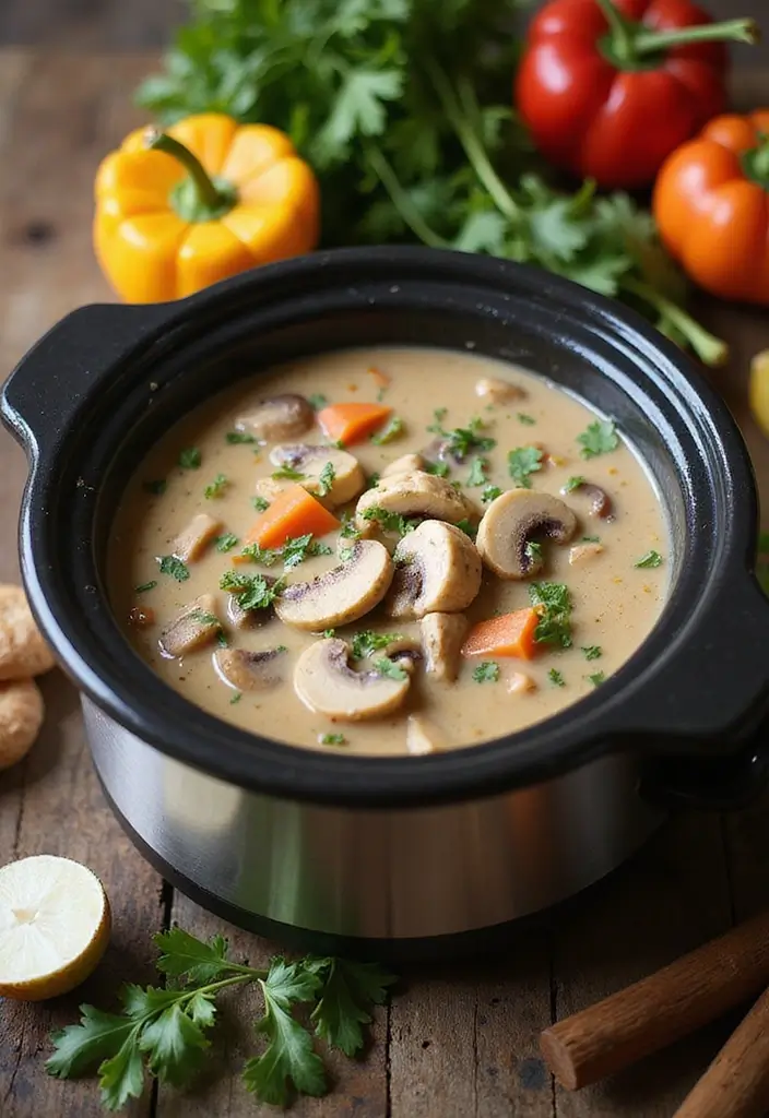 25 Chicken and Mushroom Soup Recipes for Creamy Dinners 43 25 Chicken and Mushroom Soup Recipes for Creamy Dinners - 7. Slow Cooker Chicken and Mushroom Soup