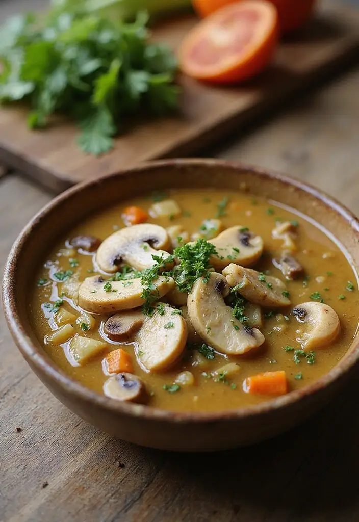 25 Chicken and Mushroom Soup Recipes for Creamy Dinners 57 25 Chicken and Mushroom Soup Recipes for Creamy Dinners - 9. Rustic Chicken and Mushroom Soup with Herbs