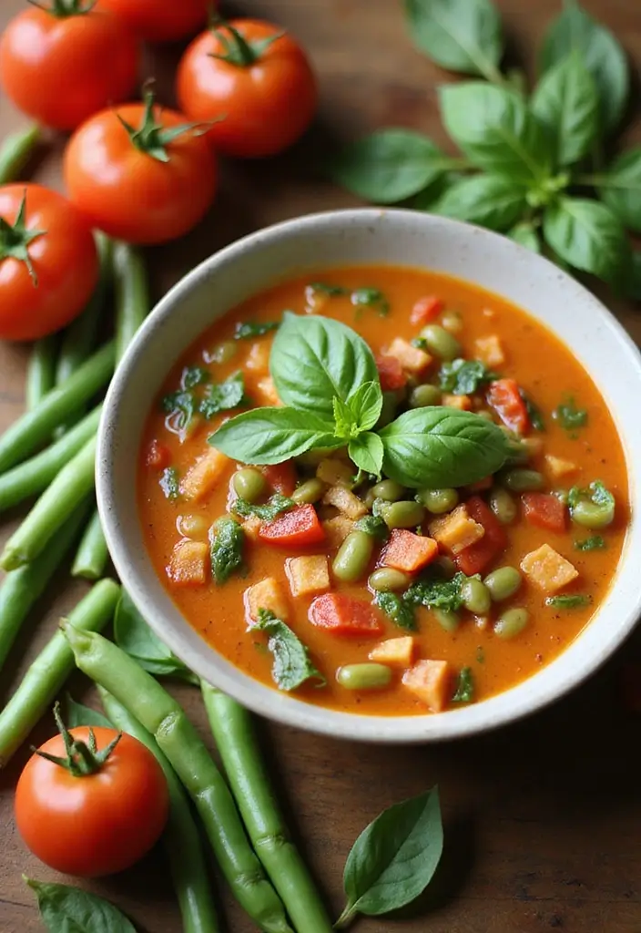 25 Fresh Green Bean Soup Recipes for a Light Dinner - 16. Green Bean and Tomato Basil Soup