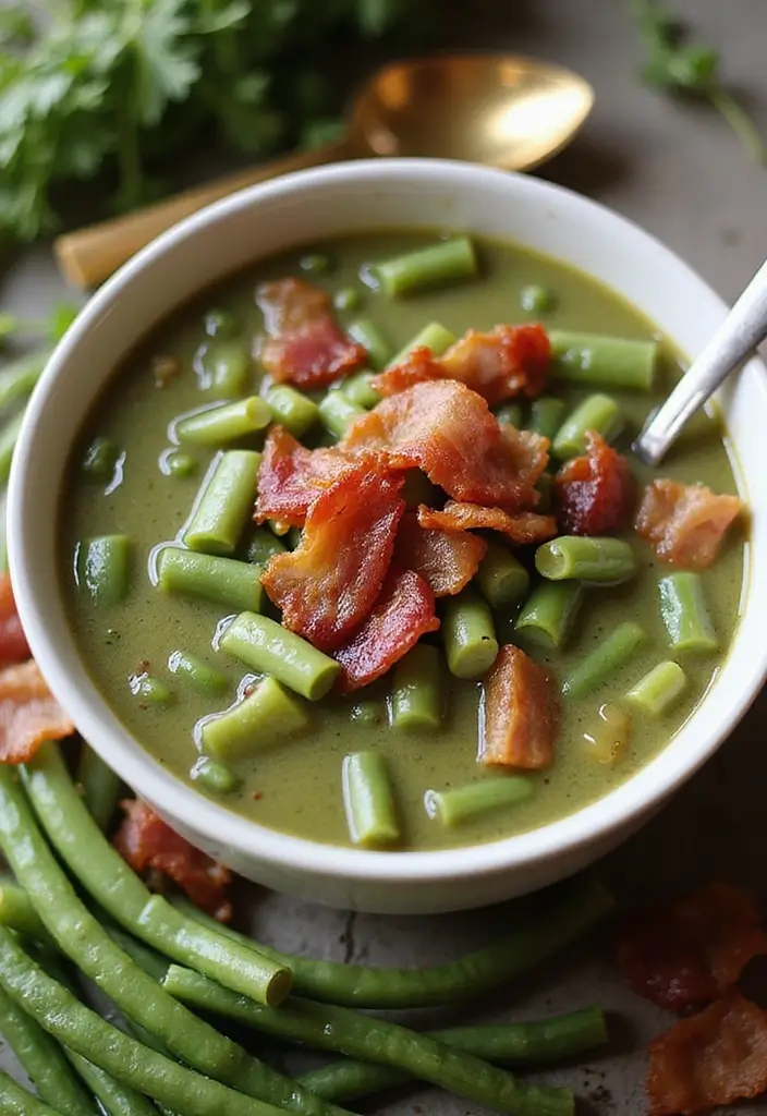25 Fresh Green Bean Soup Recipes for a Light Dinner - 20. Green Bean and Bacon Soup