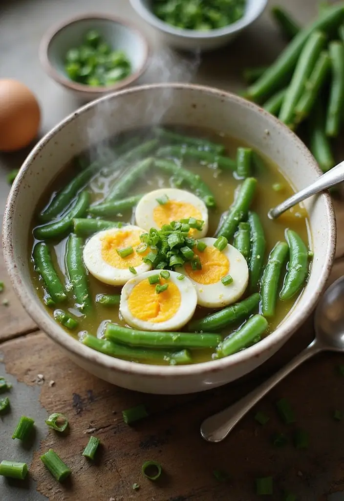 25 Fresh Green Bean Soup Recipes for a Light Dinner - 23. Green Bean and Egg Drop Soup