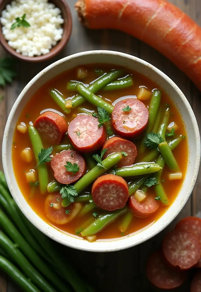 25 Fresh Green Bean Soup Recipes for a Light Dinner - 24. Green Bean and Sausage Soup