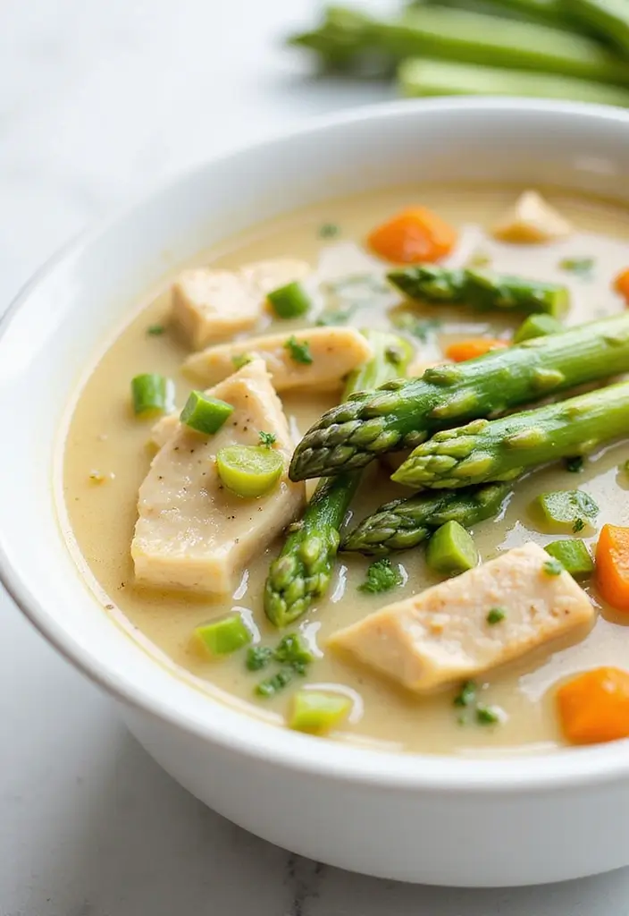 25 Keto Chicken Soup Recipes That Are Low Carb and Delicious 153 25 Keto Chicken Soup Recipes That Are Low Carb and Delicious - 25. Chicken and Asparagus Soup