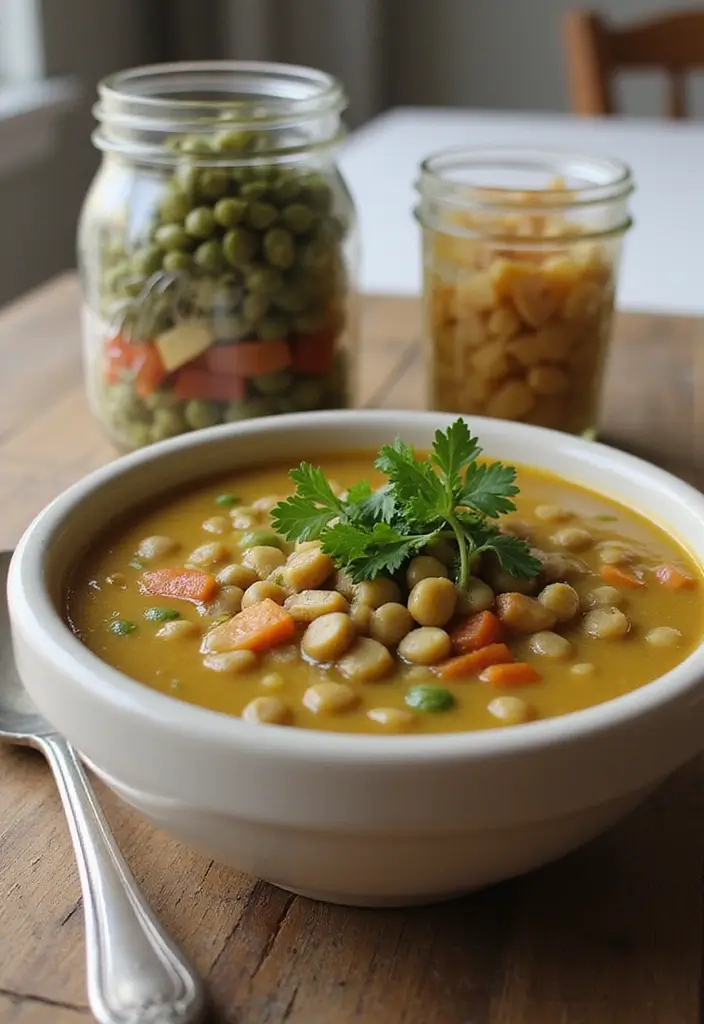 25 Mason Jar Dry Soup Mix Recipes for Meal Prep Lovers 79 25 Mason Jar Dry Soup Mix Recipes for Meal Prep Lovers - 13. Savory Split Pea Soup Mix