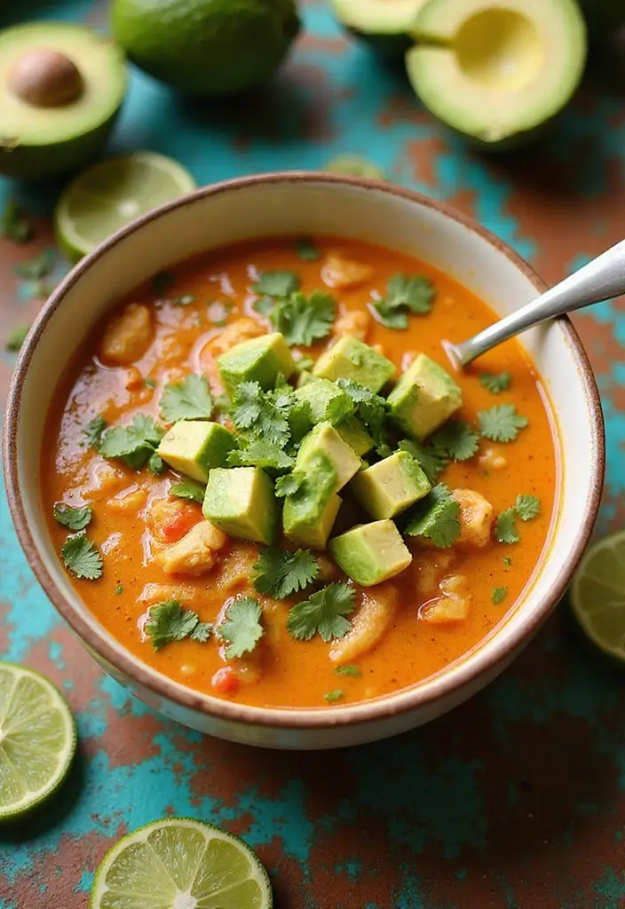 25 Optavia Lean and Green Chicken Enchilada Soup Recipes for 5&1 Plan 8 25 Optavia Lean and Green Chicken Enchilada Soup Recipes for 5&1 Plan - 2. Creamy Avocado Chicken Enchilada Soup