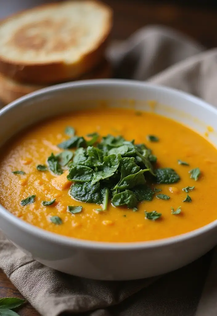 25 Vegetarian Soup and Stew Recipes for Every Season 123 25 Vegetarian Soup and Stew Recipes for Every Season - 19. Savory Pumpkin and Spinach Soup
