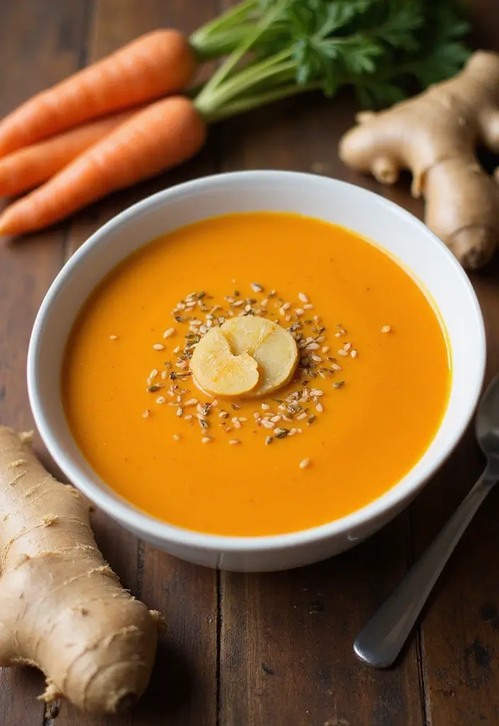 25 Vegetarian Soup and Stew Recipes for Every Season 46 25 Vegetarian Soup and Stew Recipes for Every Season - 8. Creamy Carrot and Ginger Soup