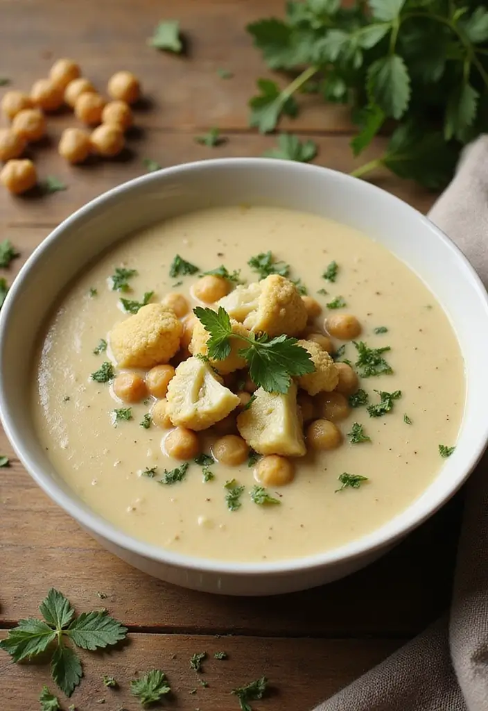 27 Healthy Clean Eating Crock Pot Soup Recipes to Try This Week - 12. Cauliflower and Chickpea Soup