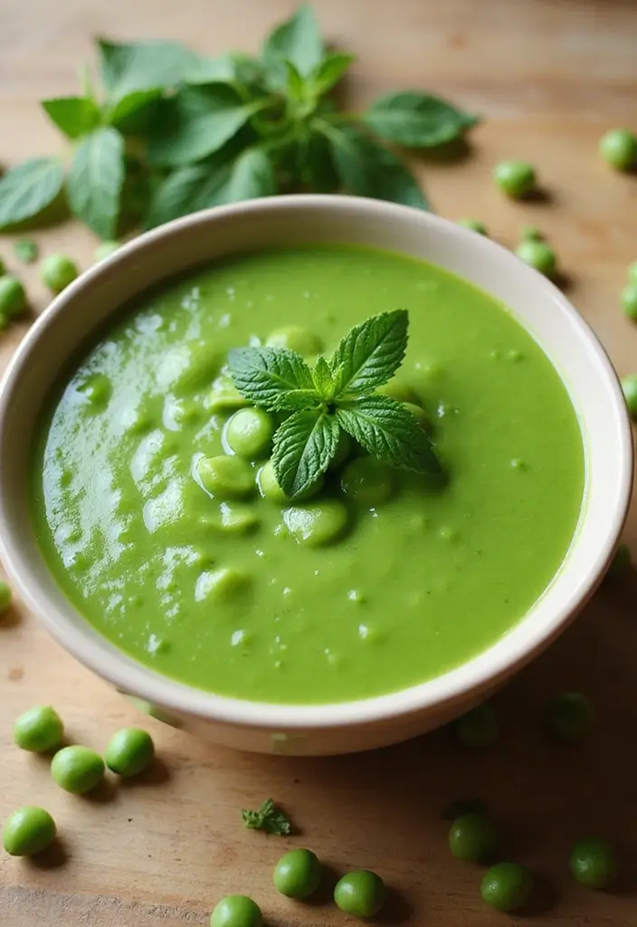 27 Healthy Clean Eating Crock Pot Soup Recipes to Try This Week - 24. Green Pea Soup with Mint
