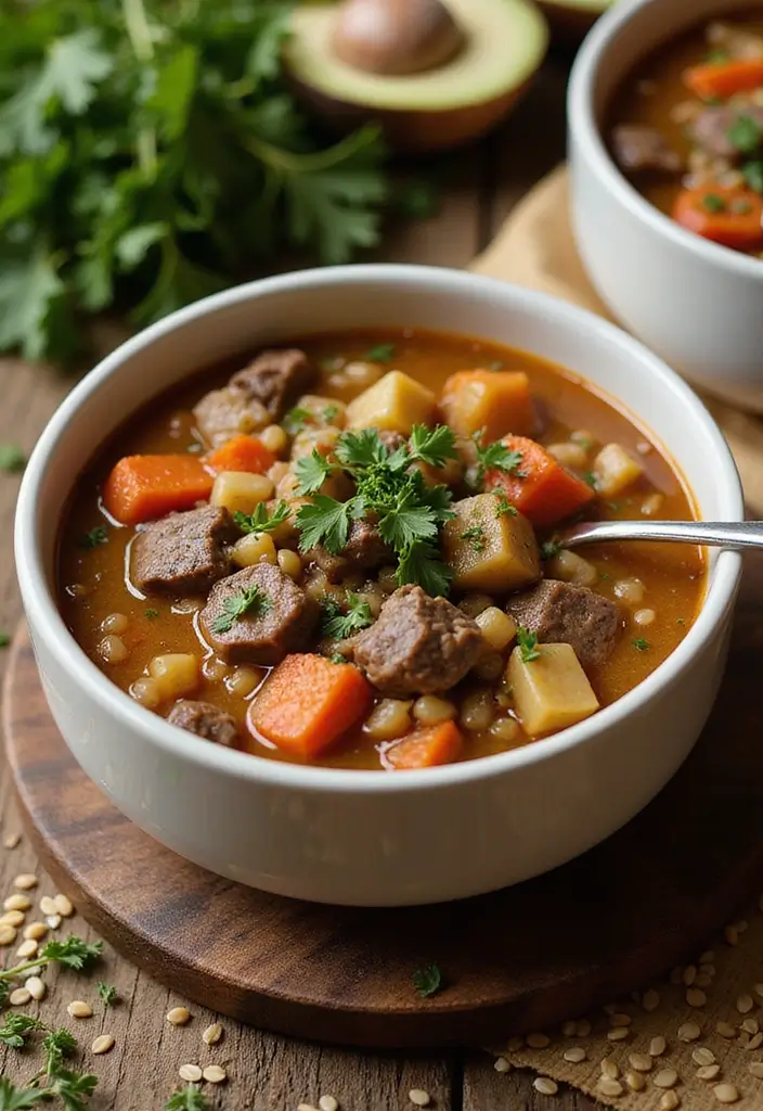 27 Healthy Clean Eating Crock Pot Soup Recipes to Try This Week - 8. Beef and Barley Soup