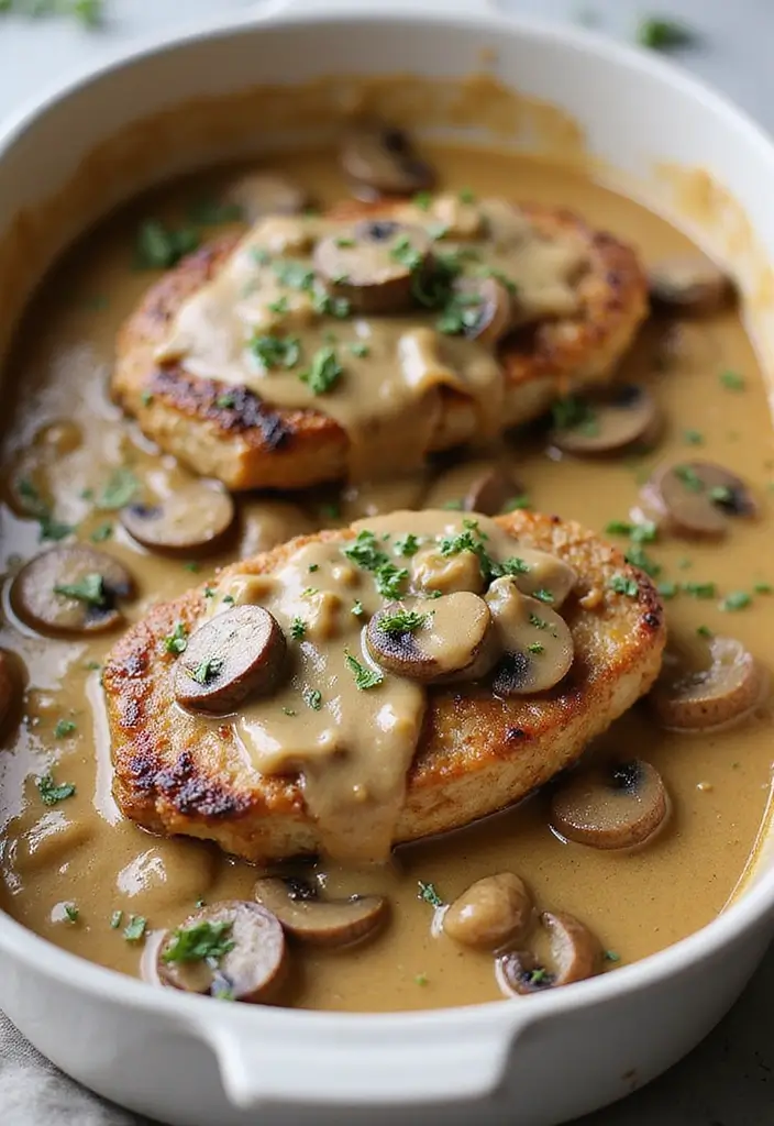 27 Recipes Using a Can of Mushroom Soup for Busy Nights 177 27 Recipes Using a Can of Mushroom Soup for Busy Nights - 27. Mushroom Soup and Pork Chop Bake