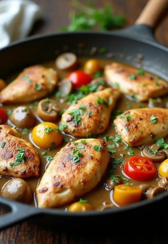 27 Recipes Using a Can of Mushroom Soup for Busy Nights 15 27 Recipes Using a Can of Mushroom Soup for Busy Nights - 3. One-Pot Chicken and Mushroom Soup Skillet
