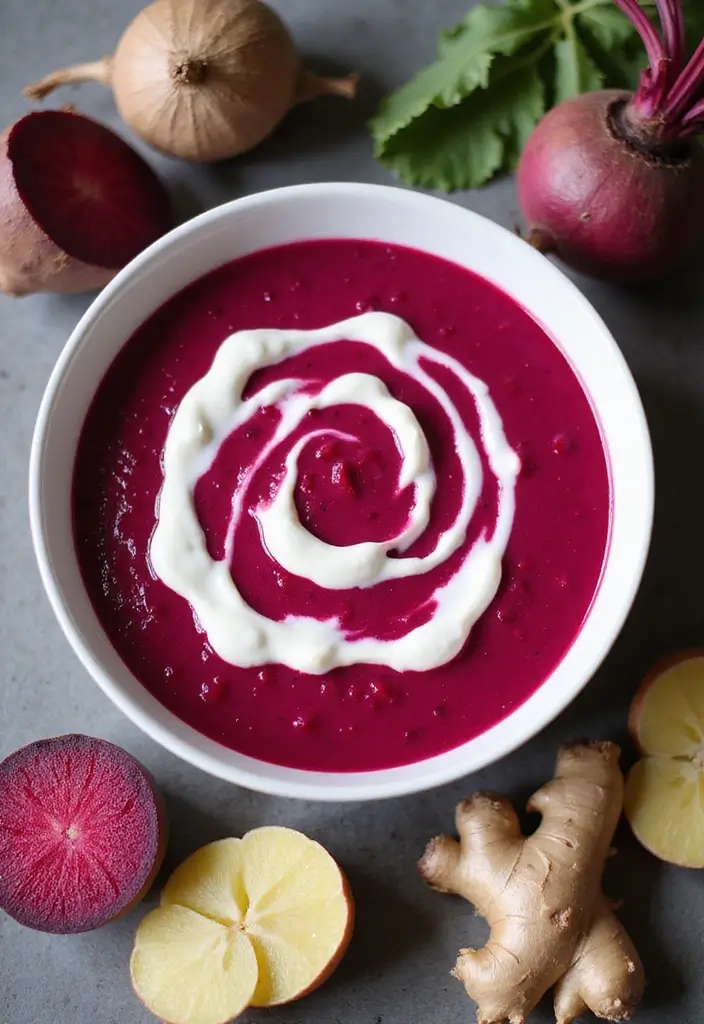 28 Instant Pot Healthy Vegetarian Soup Recipes for Every Day 128 28 Instant Pot Healthy Vegetarian Soup Recipes for Every Day - 20. Beet and Ginger Soup