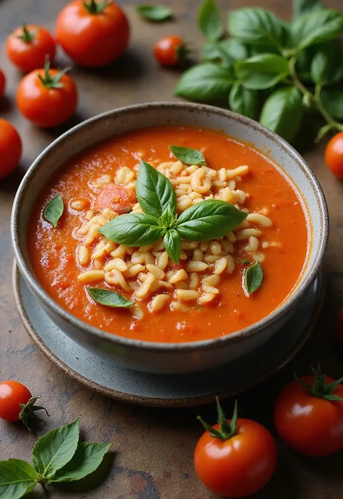 28 Instant Pot Healthy Vegetarian Soup Recipes for Every Day 166 28 Instant Pot Healthy Vegetarian Soup Recipes for Every Day - 26. Tomato and Basil Orzo Soup