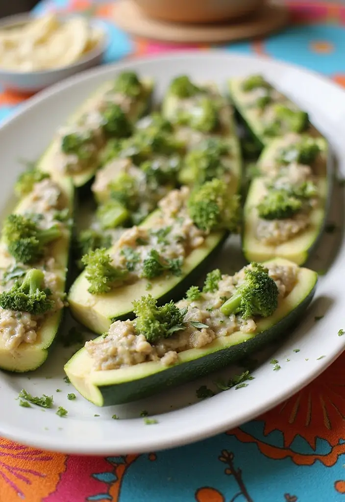 28 Recipes Using Cream of Broccoli Soup for Cozy Dinners 125 28 Recipes Using Cream of Broccoli Soup for Cozy Dinners - 19. Broccoli and Cheese Stuffed Zucchini Boats