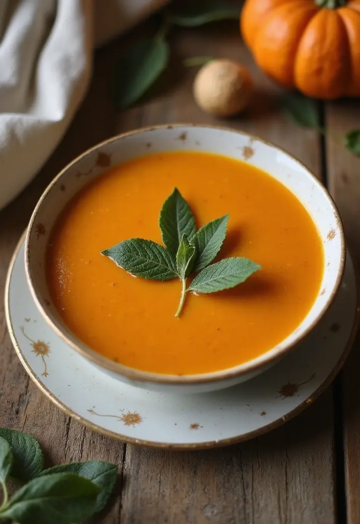 30 Bariatric Full Liquid Soup Recipes for Recovery Meals - 20. Pumpkin Soup with Sage