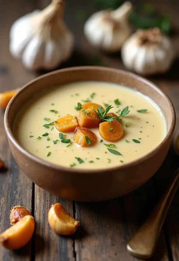30 Bariatric Full Liquid Soup Recipes for Recovery Meals - 30. Roasted Garlic Soup