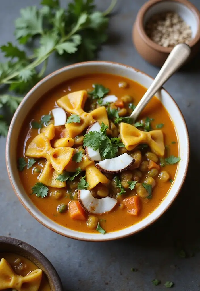 30+ Bow Tie Pasta Soup Recipes Everyone Will Love - 13. Curried Lentil Bow Tie Pasta Soup