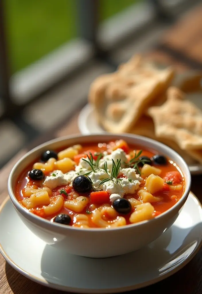 30+ Bow Tie Pasta Soup Recipes Everyone Will Love - 15. Greek-Style Bow Tie Pasta Soup