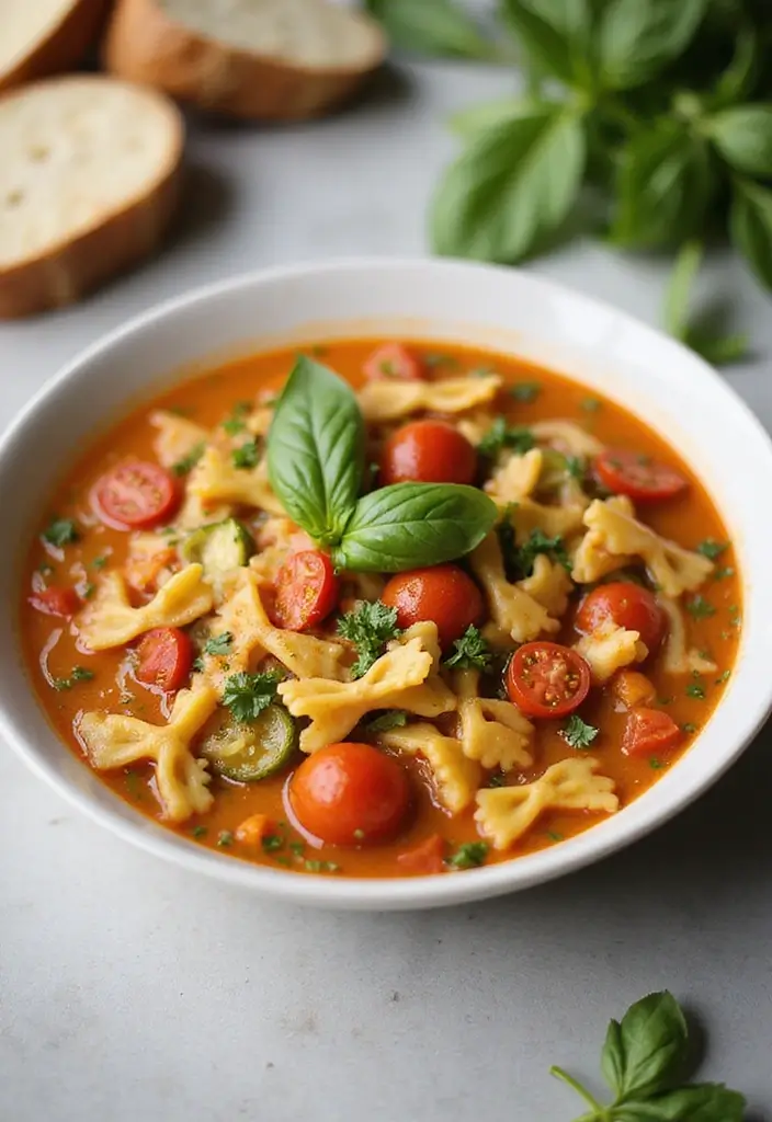 30+ Bow Tie Pasta Soup Recipes Everyone Will Love - 26. Zucchini and Tomato Bow Tie Pasta Soup