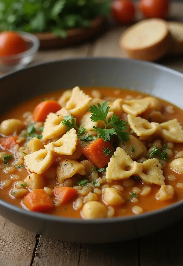 30+ Bow Tie Pasta Soup Recipes Everyone Will Love - 27. Barley and Vegetable Bow Tie Pasta Soup