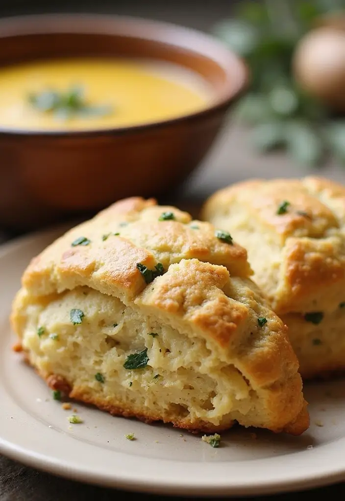 30 Bread Recipes to Go With Soup for the Perfect Meal Combo 63 30 Bread Recipes to Go With Soup for the Perfect Meal Combo - 11. Herb and Cheese Scones