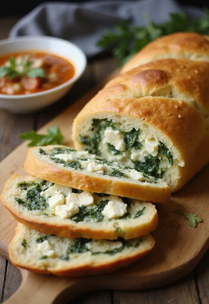 30 Bread Recipes to Go With Soup for the Perfect Meal Combo 122 30 Bread Recipes to Go With Soup for the Perfect Meal Combo - 20. Spinach and Feta Stuffed Bread