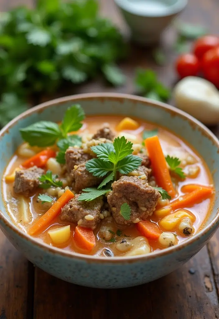 30 Homemade Beef Vegetable Soup Recipes Everyone Will Love 55 30 Homemade Beef Vegetable Soup Recipes Everyone Will Love - 9. Thai Beef Vegetable Soup