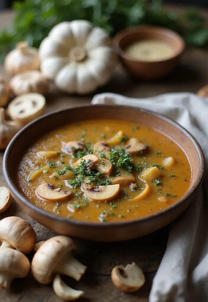 30 Pampered Chef Blender Soup Recipes You’ll Want to Try - 11. Garlic and Mushroom Soup