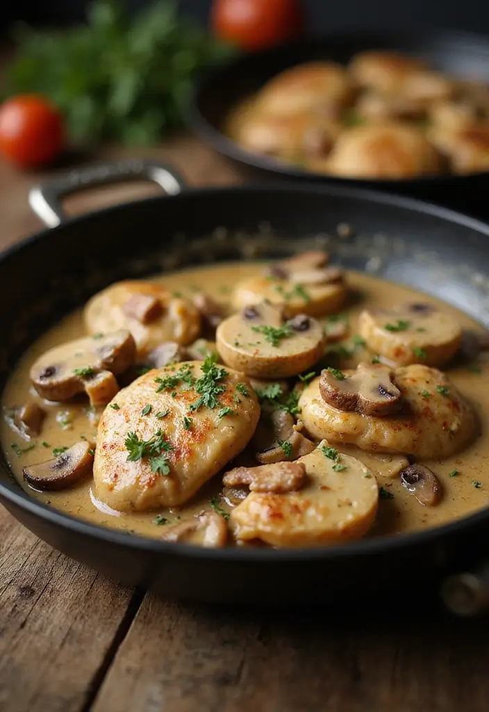 30+ Recipes That Use Cream of Chicken Soup for Easy Dinners 20 30+ Recipes That Use Cream of Chicken Soup for Easy Dinners - 4. Creamy Mushroom and Chicken Skillet