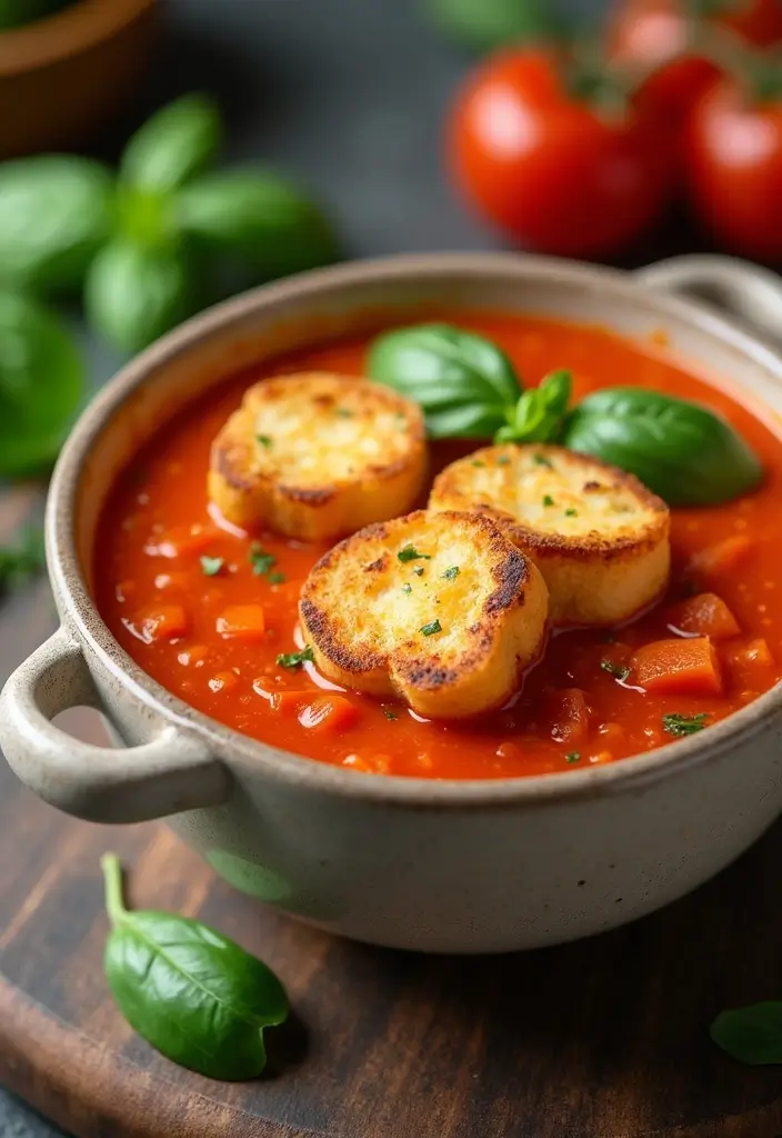30 Winter Soup Recipes for Slow Cooker Comfort 29 30 Winter Soup Recipes for Slow Cooker Comfort - 5. Tomato Basil Soup with Grilled Cheese Croutons